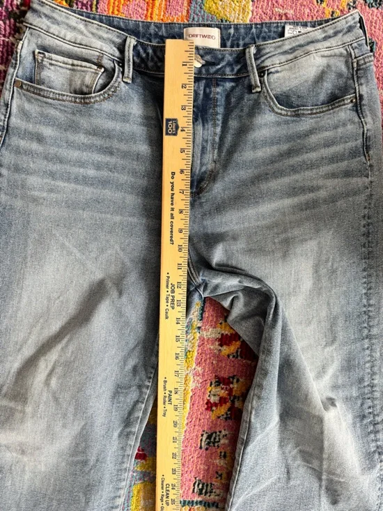 Driftwood Charlee Embroidered Floral Cuff Barrel Leg Jeans Size 33 euc Sundance - Picture 8 of 9